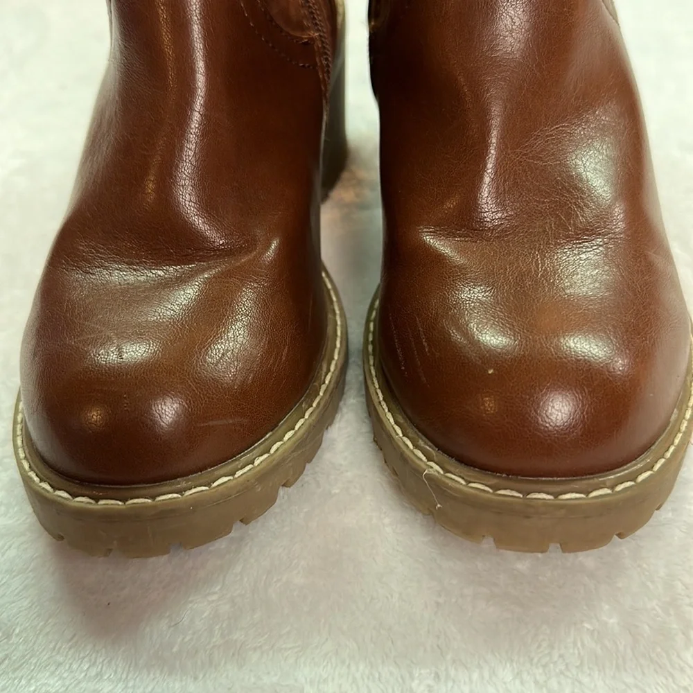 Universal Thread Womens Marla Block Heel Cognac Brown Zippered Boots Size 6 - Picture 7 of 16